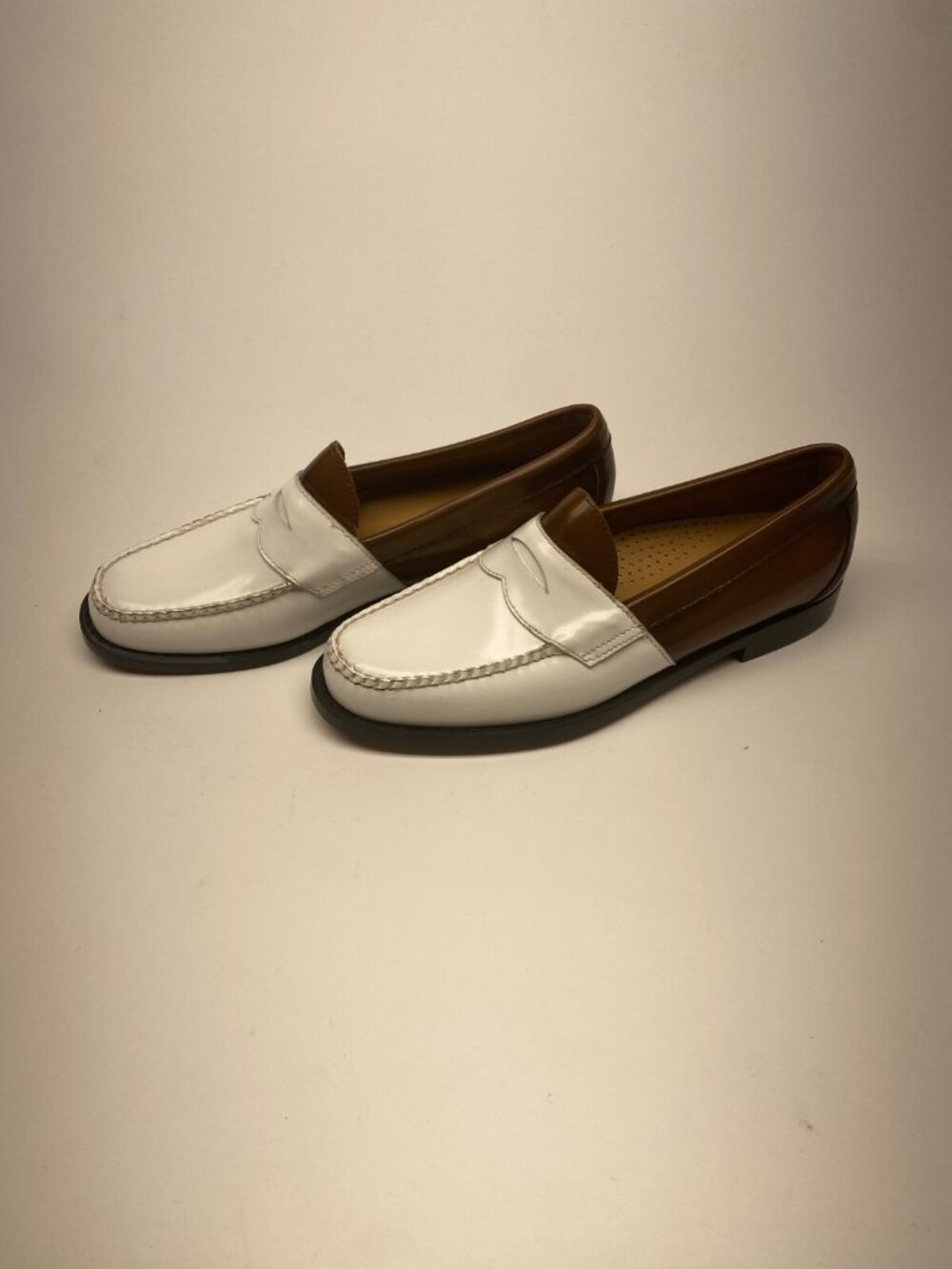 G.H.BASS Mens Larson Easy Weejun Brown White Leather Loafer Sz 7.5 D